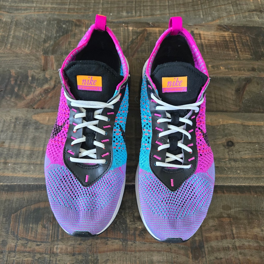 Nike Air Max Flyknit Racer Womens 7.5 Fuchsia Blue Sneaker, Neon Cybercore Y2K - Picture 2 of 8